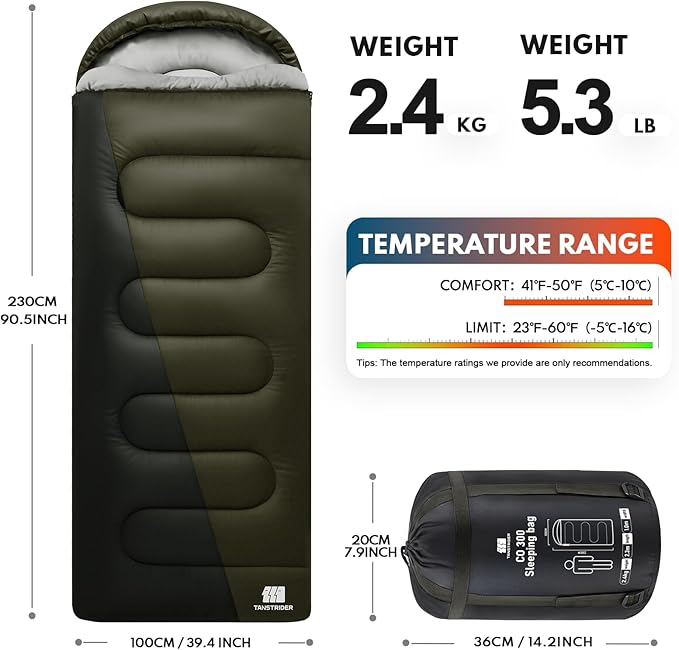 0 Degree XXL Sleeping Bags for Adults Cold Weather,Camping Sleeping Bag with Compression Sack for Winter Hiking, Hunting,Traveling