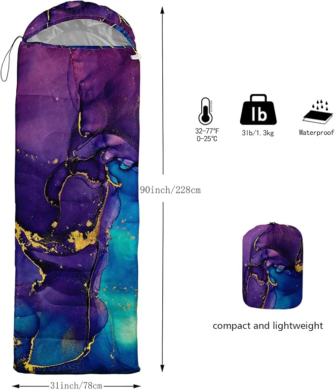 Sleeping Bags for Adults and Kids Camping Sleeping Bags for Girls and Boys Lightweight Waterproof Cold/Warm 3-Season Outdoor Travel with Compression Bags