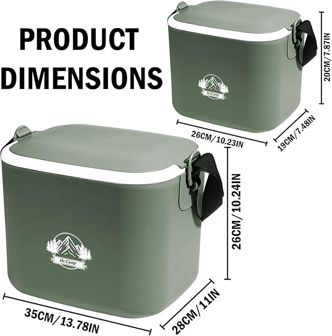 Dr Camp 15qt Insulated Cooler Box for Ice Beverage Food Storage Portable Ice Chest for Camping Picnic Tailgate Outdoor Use Chiller Caja Enfriadora Portátil para Camping