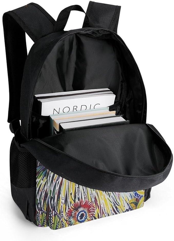 Supdreamc Men Women Lightweight Colorful Animal Monkey Flower Daypack Bookbag Big Capacity Carry On Bag With Side Pockets for Camping Travel Bicycle