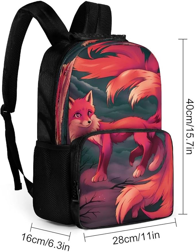 Lightweight Backpack for Gym Travel Bicycle, Big Capacity Multipurpose Anti-Theft Carry On Bag, Anime Fox Art Travel Hiking Bag Day Pack