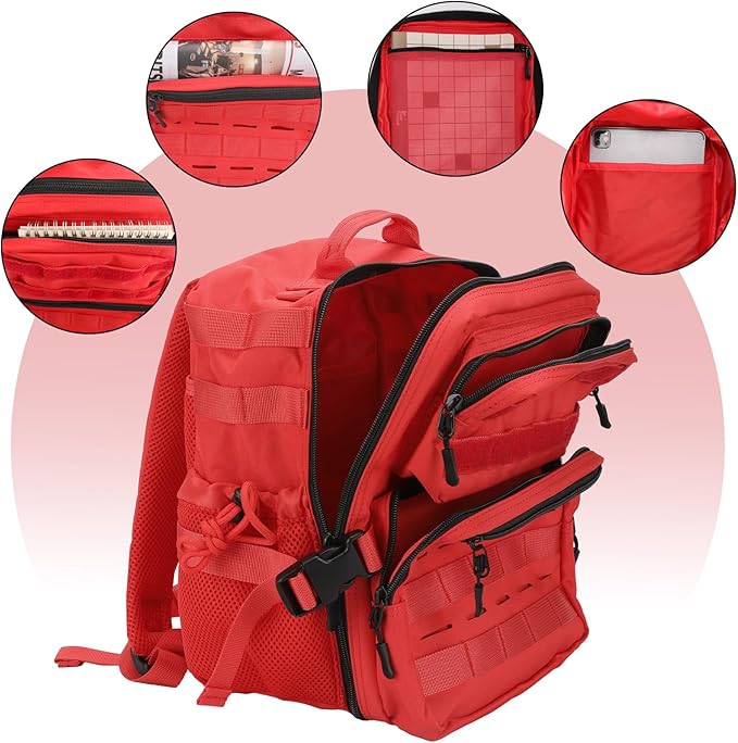9L Mini Tactical Backpack for Men Women,Small Military Tactical Backpack for Sport,Gym,Hiking,Travel,Camping(Red)