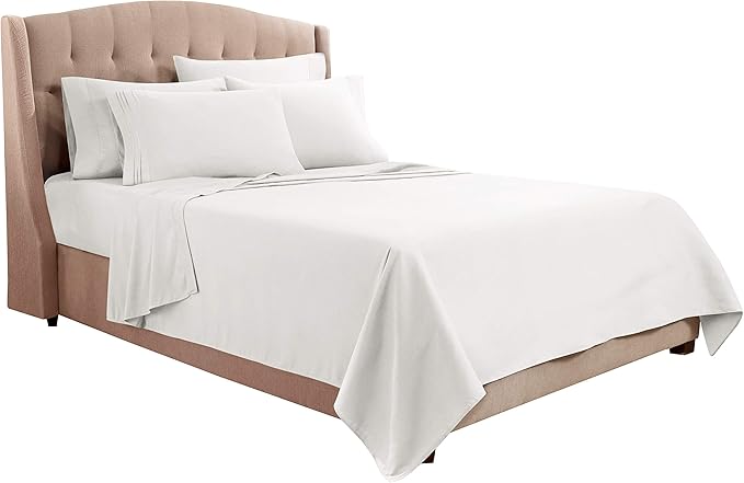 Clara Clark King Sheets, 6 Piece Set - Hotel Luxury Sheets for King Size Bed, Super Soft Bedding Set, King Size, White