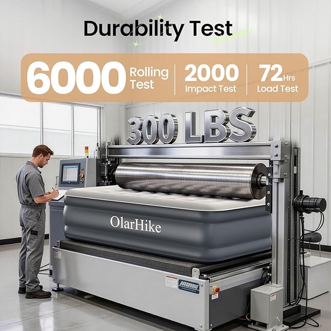OlarHike Twin Air Mattress with Built-in Pump, 18" Raised Inflatable Bed for Home & Outdoor Use, 300lb Weight Capacity - Portable Blow-up Mattress for Guests, Camping, and Travel