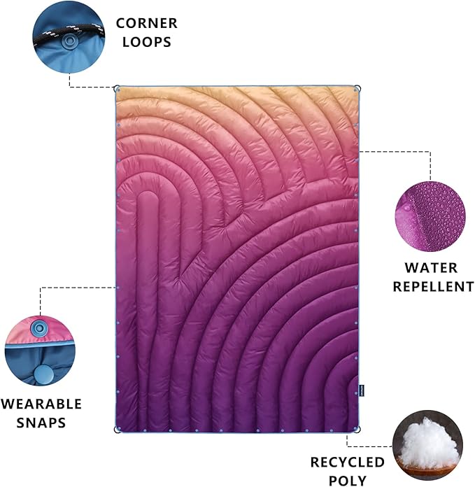 Puffy Lightweight Packable Blanket - Camping, Travel, Stadium, Hiking, Picnics