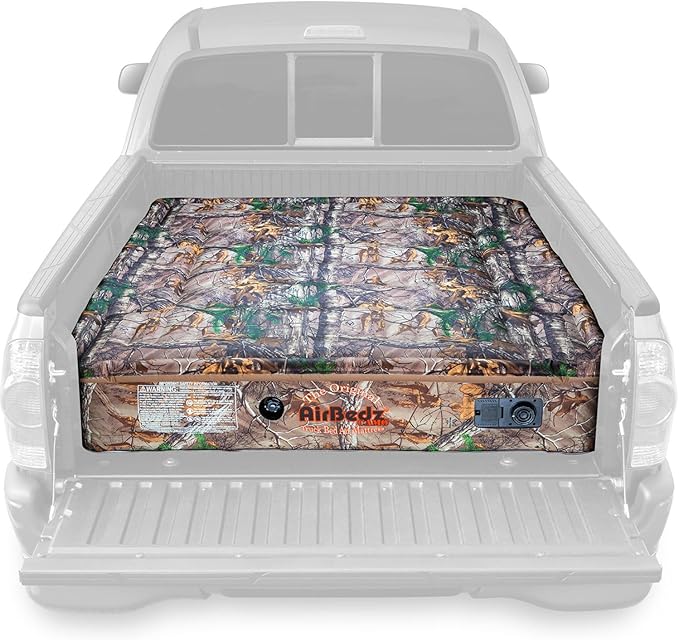 AirBedz by Pittman Outdoors Truck Bed Air Mattress - Full-Size, Long Bed, 8' Long, Built-In Rechargeable Battery Air Pump, Realtree Camo, Carry Bag, Patch Kit, 95"L x 63.5"W x 12"H