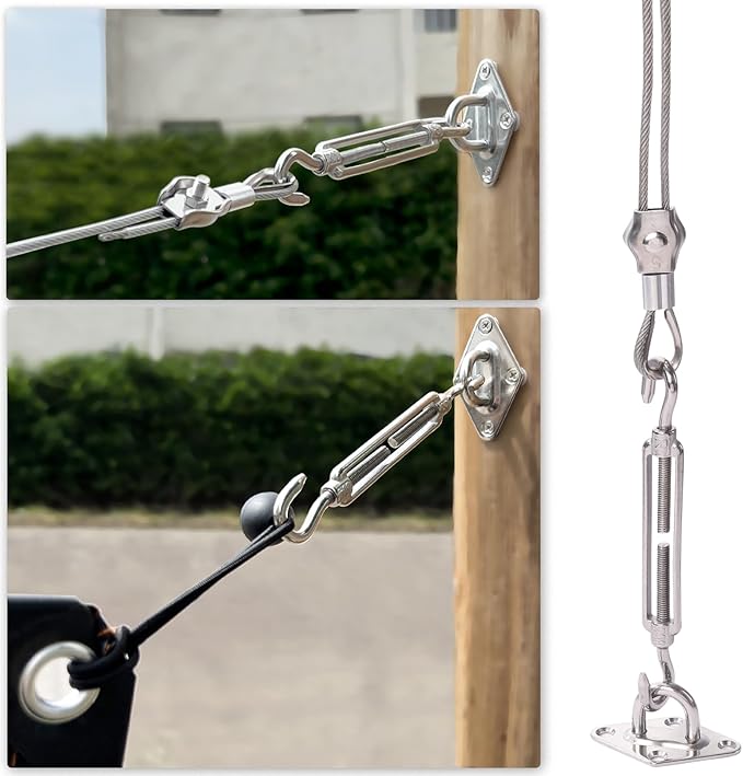 Shade Sail Hardware Kit 6 inch turnbuckles for Triangle Rectangle Sun Shade Sail Outdoor Installation turnbuckles for Cables Wire for Outdoor,Garden,Kitchen,Craft,118PCS