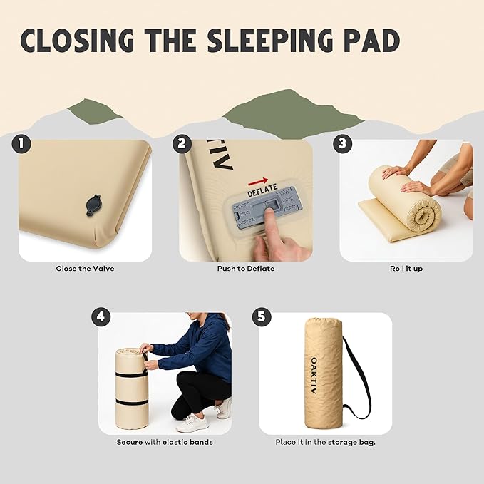 WanderMate - Self-Inflating Camping Sleeping Pad - Inflatable Camping Mattress for Car, Backpacking, and Tent - Durable 3.15-Inch Memory Foam and Air Support