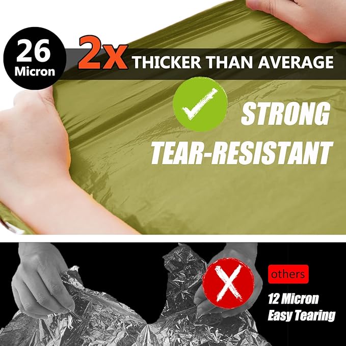 Frelaxy Extra-Thick Emergency Tent, Compact Survival Tent with Whistle, Upgraded Paracord, Storage Pouch, and EVA Case, 2 Person Emergency Shelter for Backpacking, Hiking, Outdoor