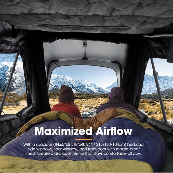 SanHima Rooftop Tent Hard Shell - CapeTop Overland Aluminium Fold-Out Roof Top Tent 131.5LBS Lightweight, w/Digital Panel & Tri-Color LED Strip Light, for Car SUV Truck Camping, 2-3 People