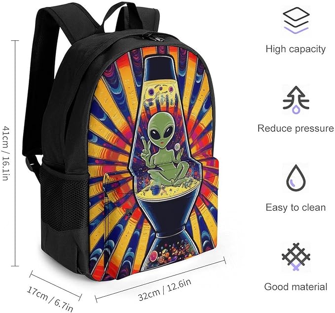 Backpack Lightweight Anti-Theft Multipurpose Trippy Tie Dye Alien Shoulder Bag Large Capacity Travel Hiking Backpack With Padded Straps