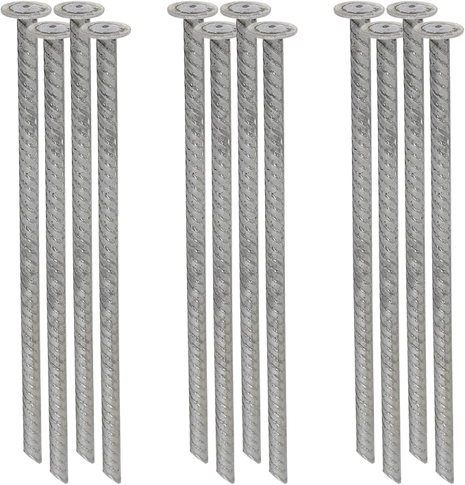 SmartSign Rebar Spikes - Pack of 12, Length 14", Diameter 1/2", Heavy Duty Metal Rebar Stakes for 6ft Parking Curbs/Wheel Stop/Speed Bump, Silver