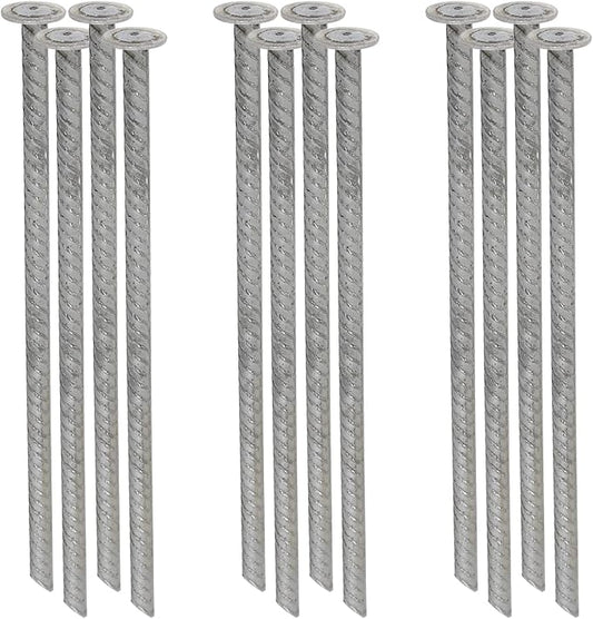 SmartSign Rebar Spikes - Pack of 12, Length 14", Diameter 1/2", Heavy Duty Metal Rebar Stakes for 6ft Parking Curbs/Wheel Stop/Speed Bump, Silver