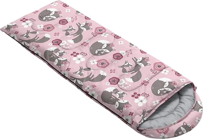 AILONEN Girls Pink Camping Sleeping Bags,Lightweight & Waterproof,3 Season Warm & Cool Weather,Cute Bow Duck Print Sleeping Bags for Kids,Girls,Adults Travelling,Outdoors