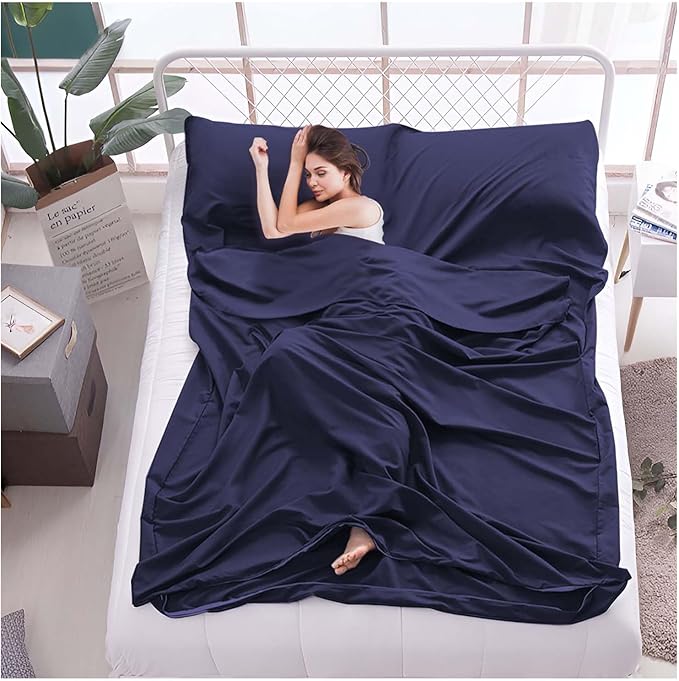Sleeping Bag Liner,Travel Sheet & Adult Sleep Sack, Camping Sheets Travel Sleep Sack for Backpacking,Hotels & Hostels -Lightweight Single &Double Travel Sheet Camping Sheets