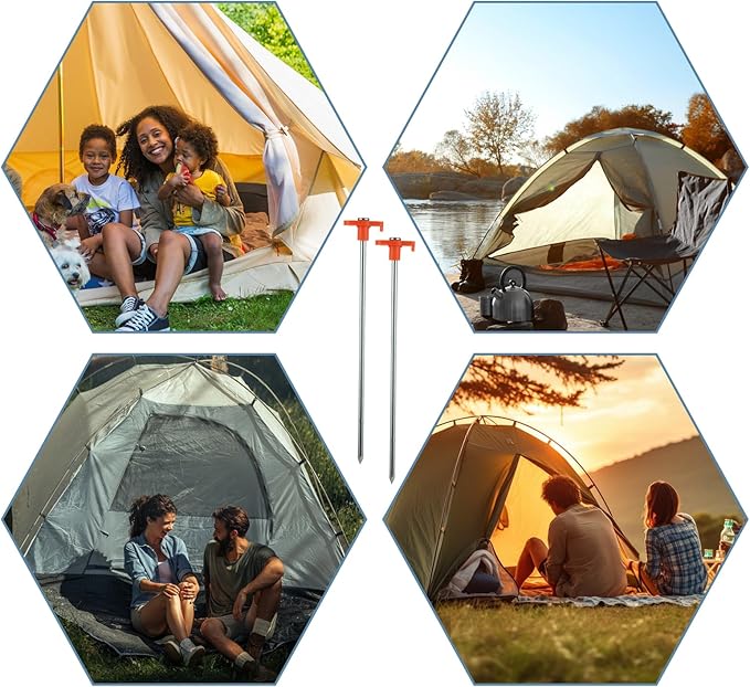 40PCS 10 Inch Heavy Duty Tent Stakes, Metal Tent Pegs, Galvanized Non-Rust Tent Stakes for Outdoor Camping, Garden, Canopies, Grassland