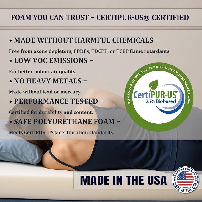 Foamma 6” x 35" x 79", Medium Firm with Gel Memory Foam (No Cover), Mattress Replacement Topper for RV Bunk, Camper, Truck & Travel Trailer, Back Support, CertiPUR-US Certified, Made in USA