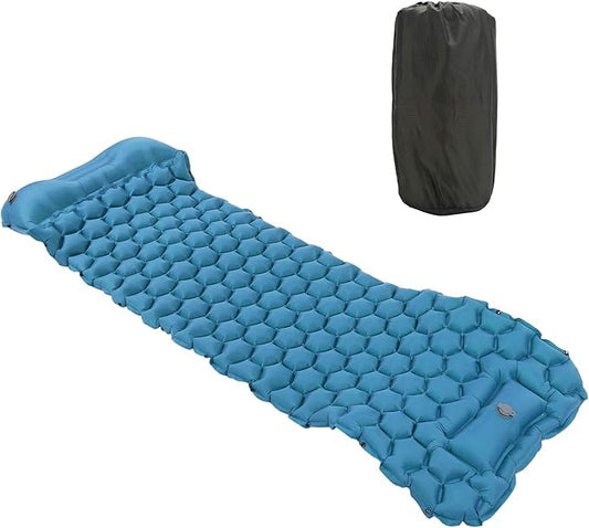 Inflatable Camping Sleeping Pad Mat, Ultra Lightweight Air Cushion Mattress for Tent Hiking Travel, 2 Way Valve Design with 40D Nylon Fabric and TPU Laminate, Compact Foldable (Peacock Blue)