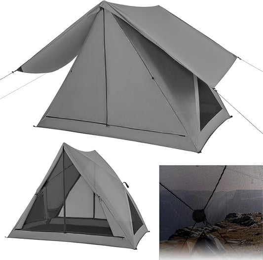 Goplus Pop-up Camping Tent 2-3 Person, 360° One-Way See-Through Family Tent, Waterproof Windproof 4-Season Shelter Tent w/Carry Bag, Rainfly, Easy Setup Portable Tent for Backpacking Hiking Outdoor
