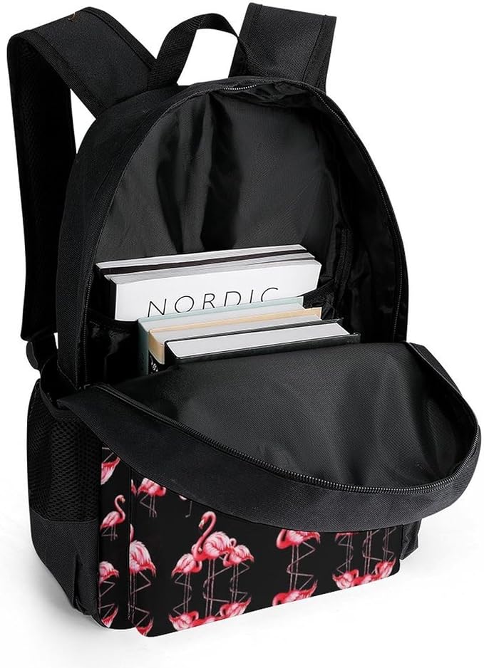 Rucksack Polyester Anti-Theft Multipurpose Pink Flamingo Art Carry On Bag Large Capacity Travel and Sport Backpack Rucksack With Smooth Zippers