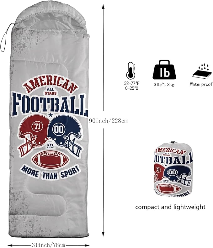 Kids Sleeping Bag for Boys Girls,Rocket Moon Print-Lightweight Warm Portable Outdoor Indoor-Waterproof Cold Weather Resistant Sleeping Bag for Camping Hiking