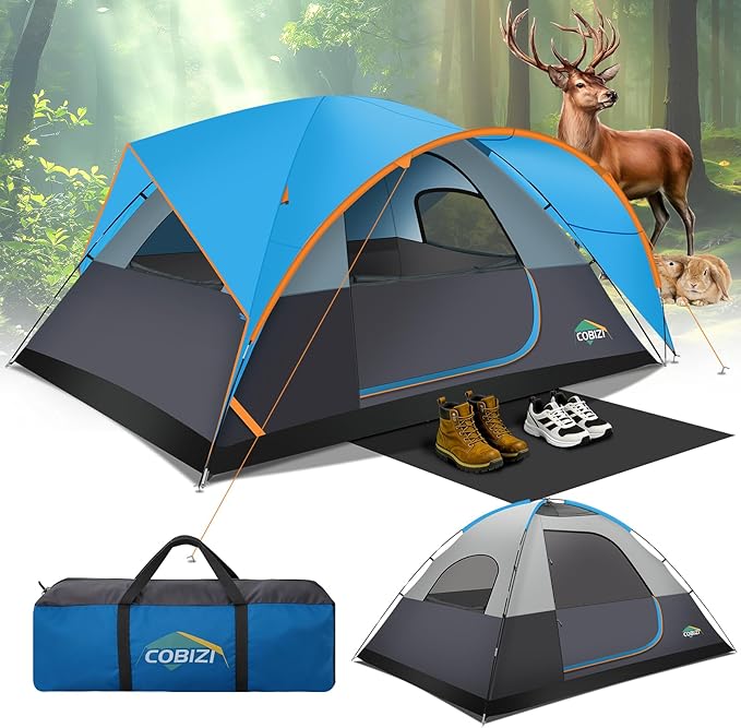 COBIZI 4-6-8-10 Person Camping Tent, Spacious Family Tents for Camping Ideal, Hiking, 3500mm Waterproof Double-Layer Windproof Tent for Hiking & Backpacking