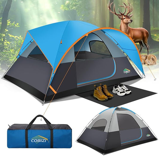 COBIZI 4-6-8-10 Person Camping Tent, Spacious Family Tents for Camping Ideal, Hiking, 3500mm Waterproof Double-Layer Windproof Tent for Hiking & Backpacking