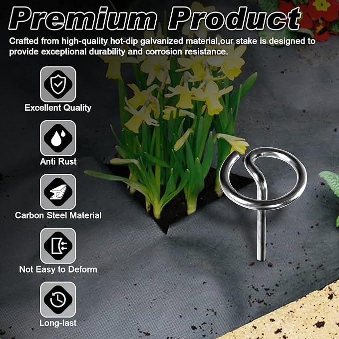 FEED GARDEN 120 Pack Landscape Staples 8 Gauge 6 Inch Galvanized Garden Stakes SOD Pins Yard Lawn Spikes for Plant Cover, Tent, Weed Barrier Fabric, Turf, Inflatable and Outdoor Decoration