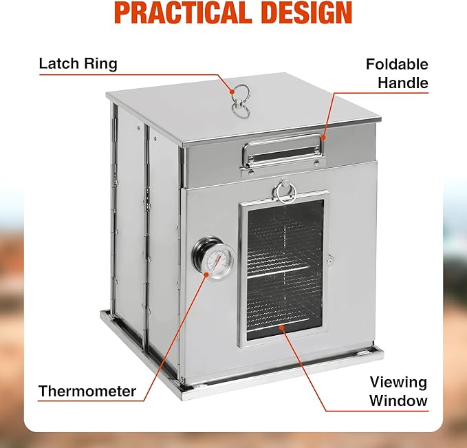 REDCAMP 14"H Foldable Camping Oven with 2 Tier Grill, Stainless Steel Portable Camping Stove for Baking Cinnamon Rolls, Breads and Muffins with Wood Burning Fire,Propane Stoves,Campers,Baking BBQ