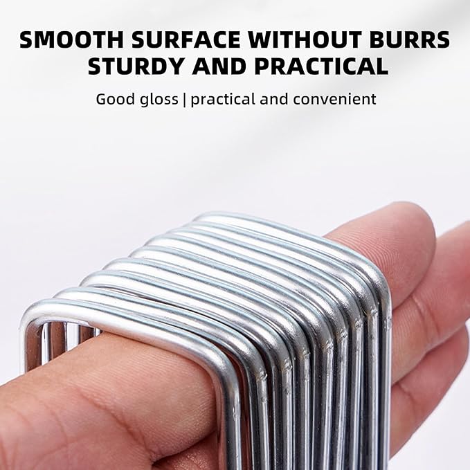 50 Pack Sturdy Garden Landscape Staples, 6 Inch Galvanized Steel Sod Pins Anti-Rust Stakes for Weed Barrier, Christmas Decorations and Landscaping Fabric.