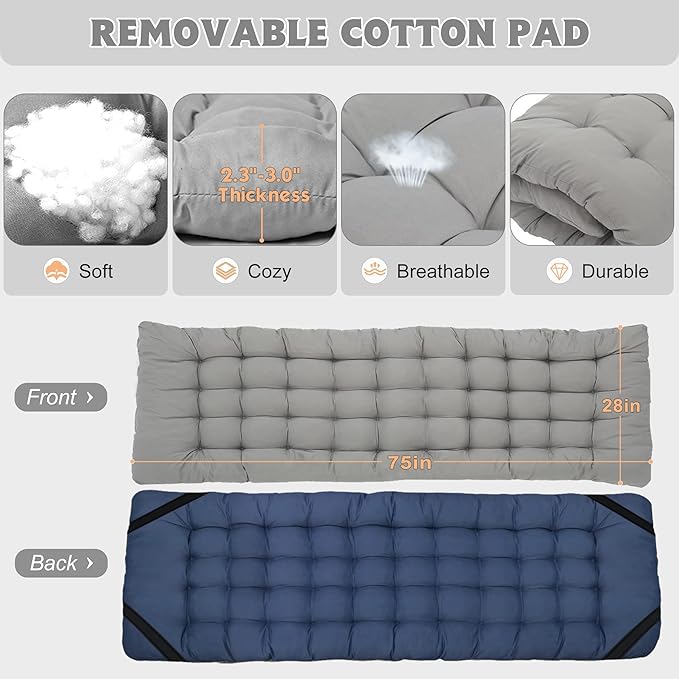 ABORON Folding Camping Cot W/Mat for Adults, Heavy Duty Outdoor Bed with Carry Bag,1200 D Layer Oxford Travel Camp Cots