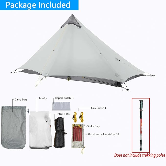 Ultralight Waterproof Tent, Double-Layer Three-Season Backpacking Tent for 1-Person Camping, Kayaking, Climbing, Hiking, Weighing in at only 2 pounds for The Tent