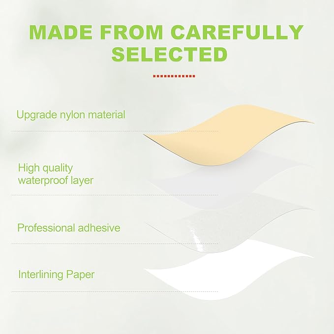 7x9in Nylon Repair Patch，Tent Repair Kit，Self Adhesive Waterproof Fabric Repair Tape for Tent, Umbrella, Sleeping Bag, Down Jackets,Knapsack.（Light Khaki,6ps）