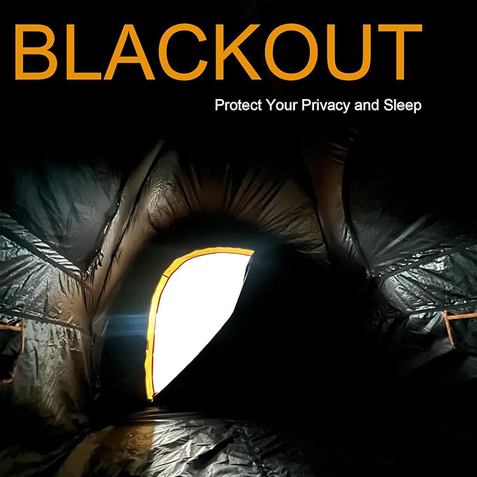 Pickup Truck Blackout Tent, Portable Truck Bed Tent for Camping, Waterproof PU2000mm Double Layer for 2 Person, Compact and Full Size Regular Bed Long Bed (Black)