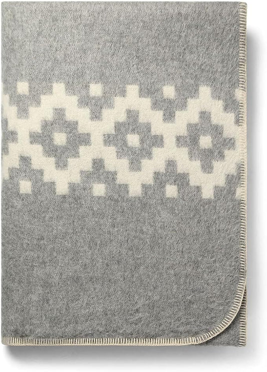 Thick Alpaca Wool Blanket Heavyweight Camping Outdoors Indoors Soft Peru Queen Size Ethnic Design (Soft Gray/Ivory 2, Queen Size)