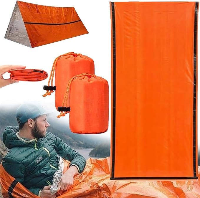 Emergency Sleeping Bag, 84"X36" Waterproof Survival Emergency Sleeping Bags for Survival, Pocket Size Survival Blanket, Thermal Bivy Sack for Outdoor Camping, Hiking,Hunting