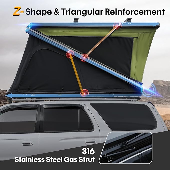 Rooftop Tent Hard Shell, Roof Top Tent Hardshell Suitable for Jeep SUV Truck Van, 3-4 Person