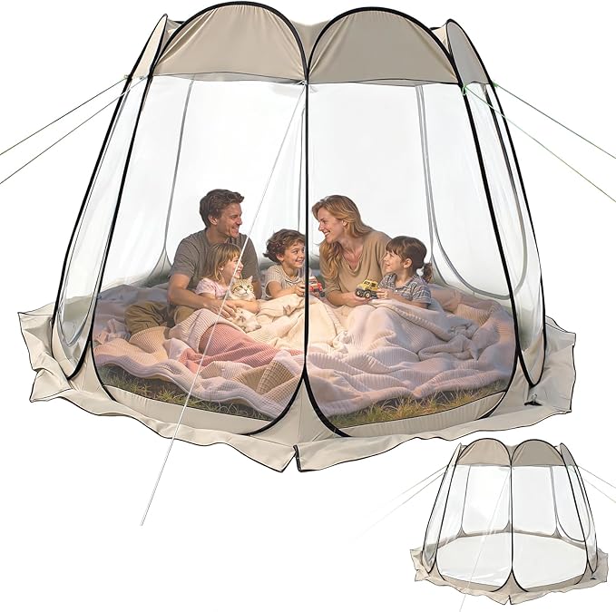 All Weather Sports Tent,Large Outdoor Camping Shelter with Vent Window,Spacious Interior,Ultra Visibility,8 Person Screen House for Party, Backyards,Hiking