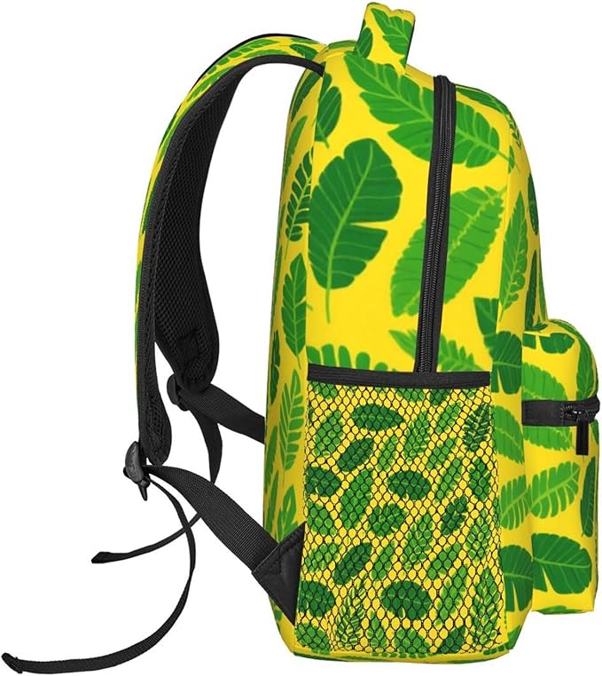Daypack Lightweight Multipurpose Anti-Theft Banana Leaf Print Shoulder Bag Large Capacity Laptop Book Bag Rucksack With Adjustable Shoulder Straps