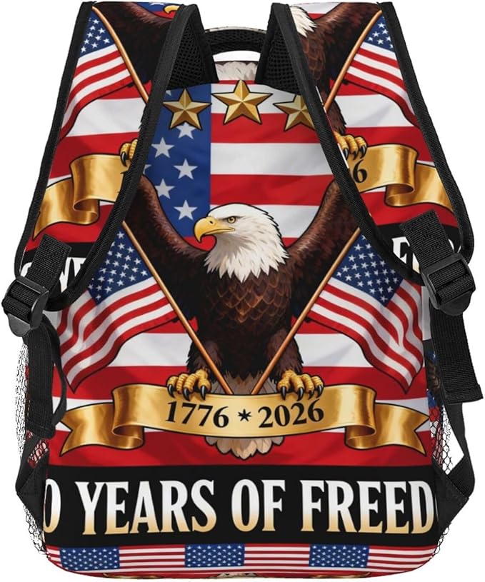 Lightweight Daypack for Camping Business Walking Cycling, Large Capacity Anti-Theft Multipurpose Bookbag, America 250th Anniversary USA Patriotic Freedom Art Gym Outdoor Hiking Backpack