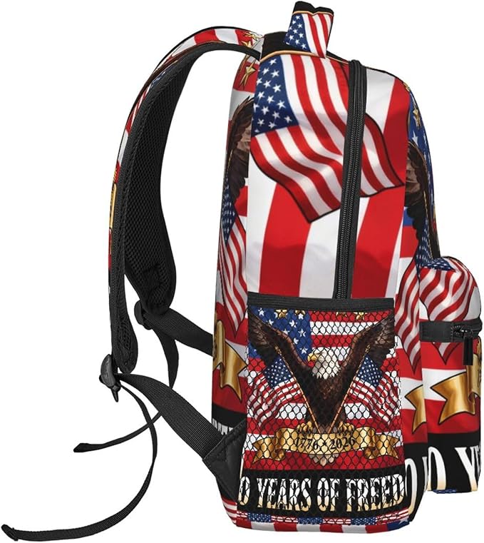 Lightweight Daypack for Camping Business Walking Cycling, Large Capacity Anti-Theft Multipurpose Bookbag, America 250th Anniversary USA Patriotic Freedom Art Gym Outdoor Hiking Backpack
