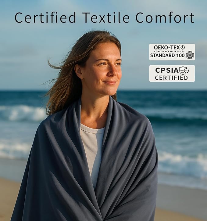 Litume Travel Blanket Lightweight and Breathable, 67 x 48 in Soft Airplane Flight Blanket for Travelers, Foldable Camping Sheet with Stuff Sack for Train, Camp, backpacking, office, home (Velvet E650)