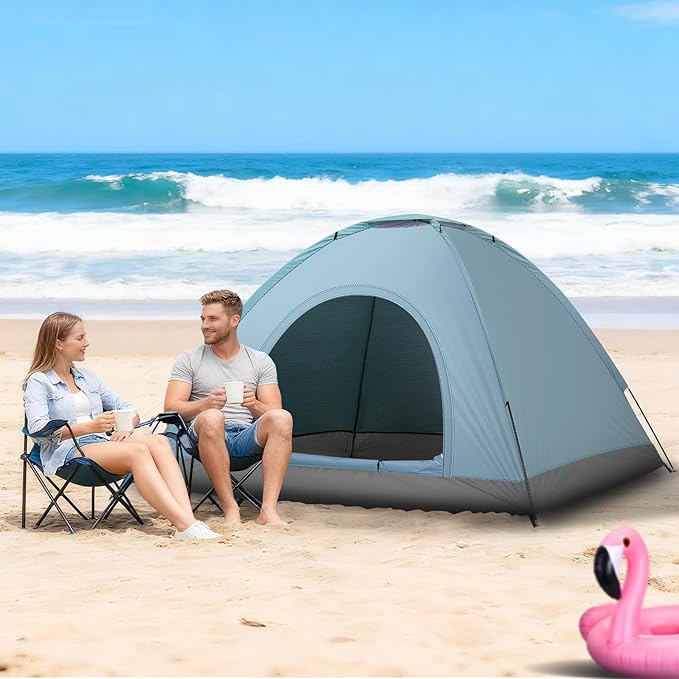 Outvita Camping Tent, 4 Person Dome Tents with Rainfly & Carrying Bag, Waterproof Easy Setup Tent with Mesh Windows for Camping & Hiking