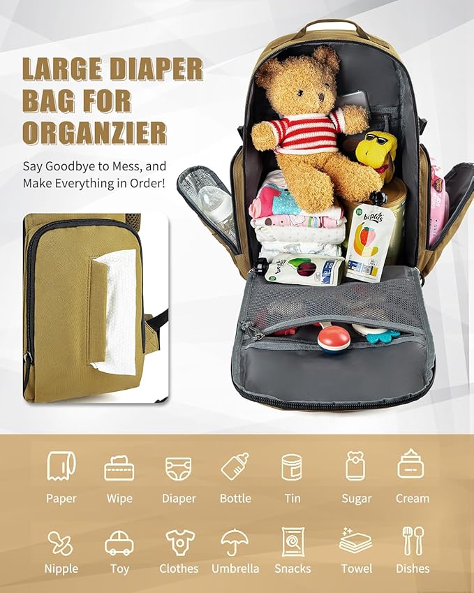 SHARKMOUTH Military Diaper Bag for Dad: Military Baby Backpack with Insulated Changing Pad for Outdoor Dads - MOLLE Webbing & 900D Polyester for Camping Hiking Travel