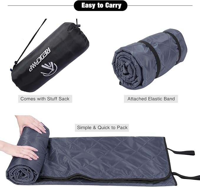 REDCAMP Large Waterproof Stadium Blanket for Outdoor Sports, Soft Warm Fleece Camping Blanket Windproof for Cold Weather, 79"x 59"Grey