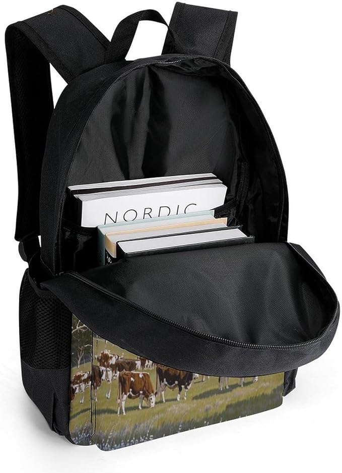 Backpack Multipurpose Anti-Theft Large Capacity Bookbag, Animal Herefords Cattle Party Travel Hiking Daypack With Side Pockets