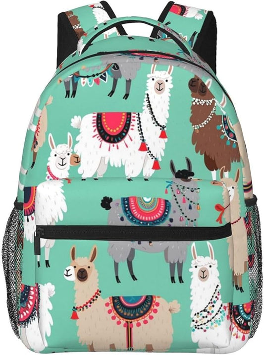 Lightweight Backpack for Gym Travel Bicycle, Big Capacity Multipurpose Anti-Theft Carry On Bag, Alpaca Llama Animal Travel Hiking Bag Day Pack