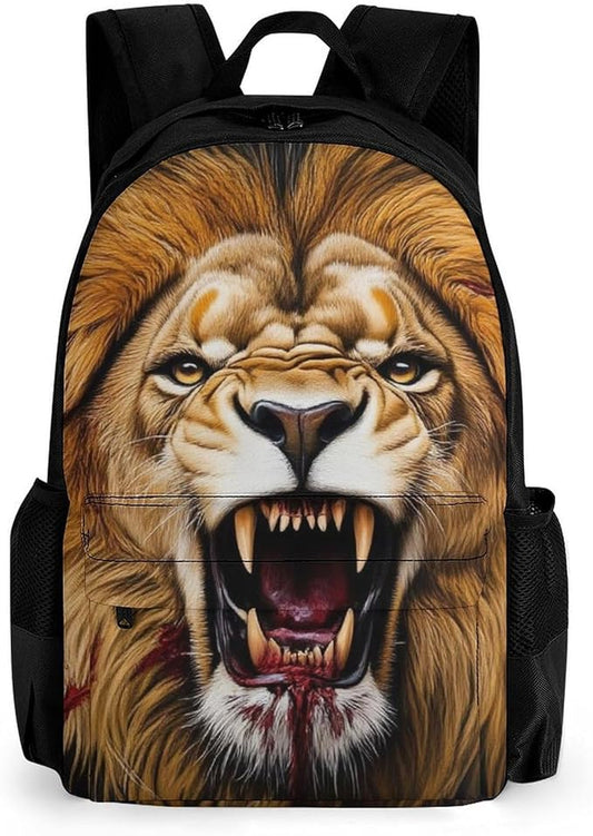 Supdreamc Casual Daypack Multipurpose Anti-Theft Large Capacity Carry On Bag, Lion Blood Art Casual Daypack Climbing Shoulder Bag With Padded Straps