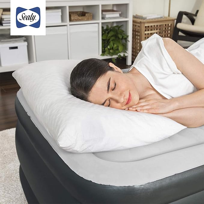 Sealy Tritech Twin Sized 20" Air Mattress Bed 2 Person w/Built-in AC Pump & Bag
