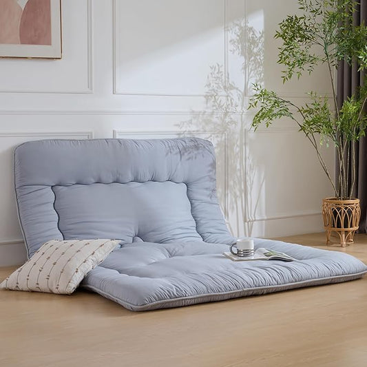 Japanese Floor Mattress, 3.5" Thicken Futon Mattress Tatami Mat, High Density Foam Support for Adult Kids Sleep, Portable Futon Sofa Bed for Camping, Pet Mat, Full 80"x 54"（Silver Gray）